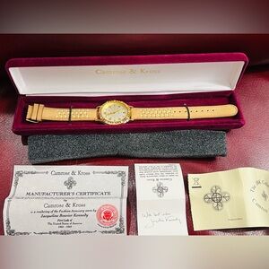 Jacqueline Kennedy JBK Camrose & Kross 🆕 Seiko crystal bezel leather band watch